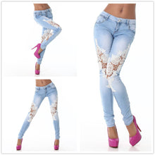 Load image into Gallery viewer, Lace Splicing Jeans Pants - Secret Apparel
