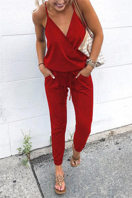 Sling V-Neck Jumpsuit - Secret Apparel