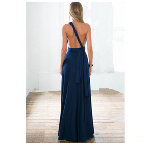 Plunge Tie Waist Maxi Dress - Secret Apparel