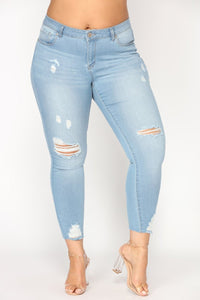 Plus Size Ripped Jeans Light Blue - Secret Apparel