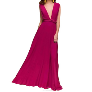 Plunge Tie Waist Maxi Dress - Secret Apparel