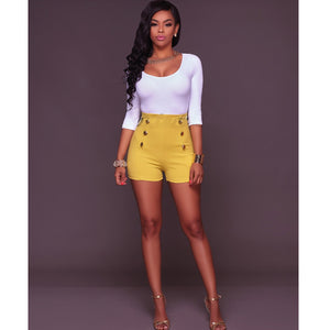 High Waist Buttoned Shorts - Secret Apparel