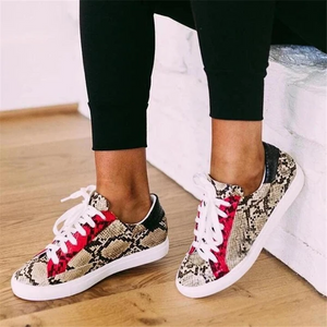 Snakeskin Styled Flat Sneakers - Secret Apparel