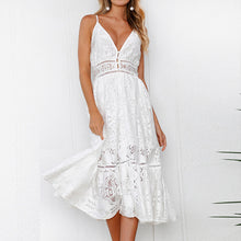 Load image into Gallery viewer, White Midi  Lace Dress - Secret Apparel
