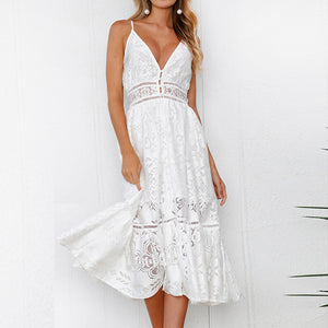 White Midi  Lace Dress - Secret Apparel