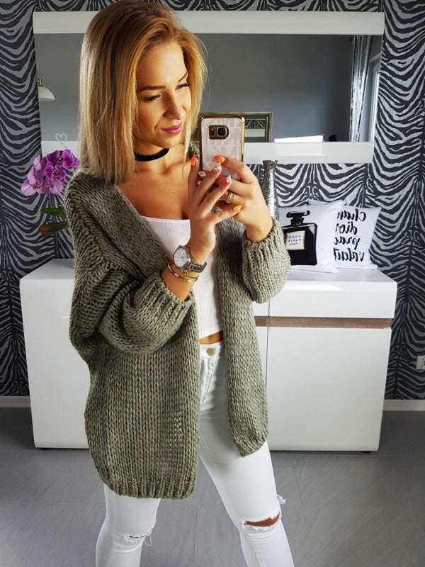 Knitted Front Open Cardigan - Secret Apparel