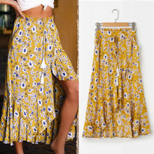 Load image into Gallery viewer, Yellow Side Slit Long Skirt - Secret Apparel
