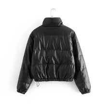 Load image into Gallery viewer, Faux Leather Bomber Jacket - Secret Apparel
