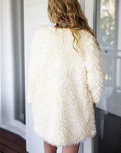 Cream Teddy Fur Cardigan - Secret Apparel