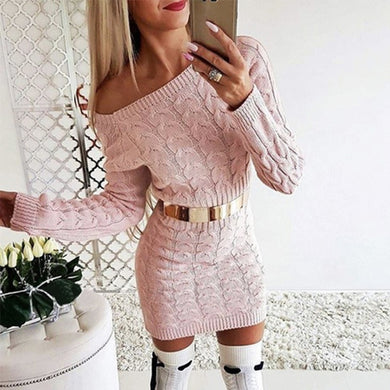 Knitted Off Shoulder Dress - Secret Apparel