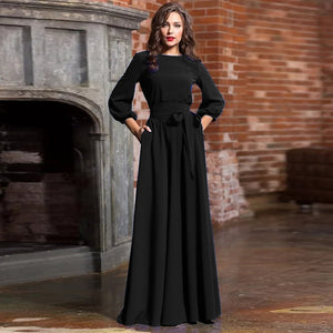 Evening Tie Waist Maxi Dress - Secret Apparel