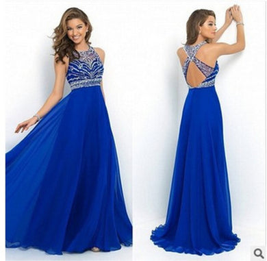 Hollow Back Maxi Prom Dress - Secret Apparel