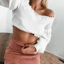 Load image into Gallery viewer, Off-shoulder Long Sleeve Crop Top - Secret Apparel
