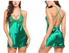 Load image into Gallery viewer, Cross Back Lace Satin Nightwear - Secret Apparel
