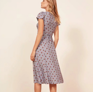 Floral Square Neck Midi Dress - Secret Apparel