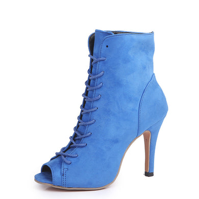 Open Toe High Heel Boots - Secret Apparel