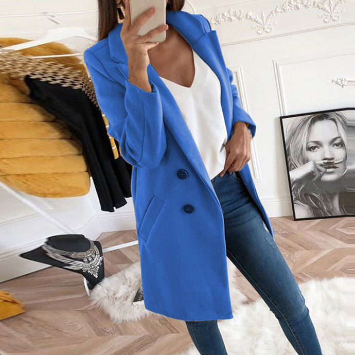 Women Long Buttoned Coat - Secret Apparel