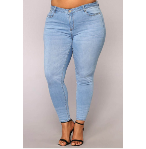 Light Blue Plus Size Jeans - Secret Apparel