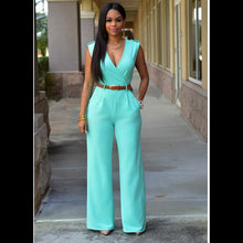 Load image into Gallery viewer, Sleeveless Plunge Neck Wide Leg Jumpsuit - Secret Apparel
