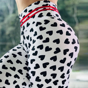 Heart Print Fitness Leggings - Secret Apparel