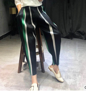 Casual Striped Black Loose Pants - Secret Apparel