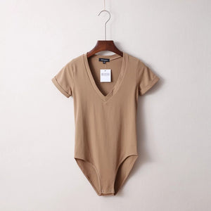 V-Neck Short Sleeve Bodysuit - Secret Apparel