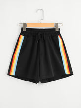 Load image into Gallery viewer, Women Rainbow Striped Elastic Shorts - Secret Apparel
