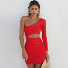 Load image into Gallery viewer, One off shoulder exposed navel bodycon dress - Secret Apparel
