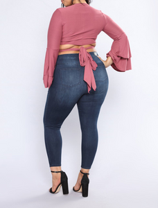 Plus Size Distressed Jeans Pants - Secret Apparel