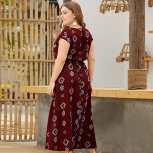 Plus Size Printed Maxi Dress - Secret Apparel