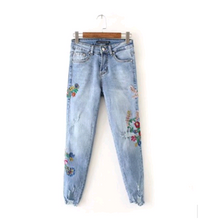 Load image into Gallery viewer, Embroidered Mom Jeans - Secret Apparel
