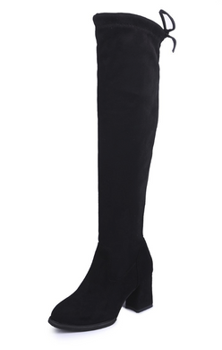 High Knee Black Elastic Boots - Secret Apparel