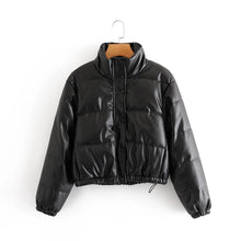 Load image into Gallery viewer, Faux Leather Bomber Jacket - Secret Apparel
