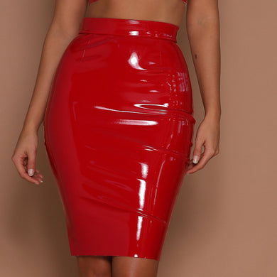 High waist zipper PU skirt - Secret Apparel