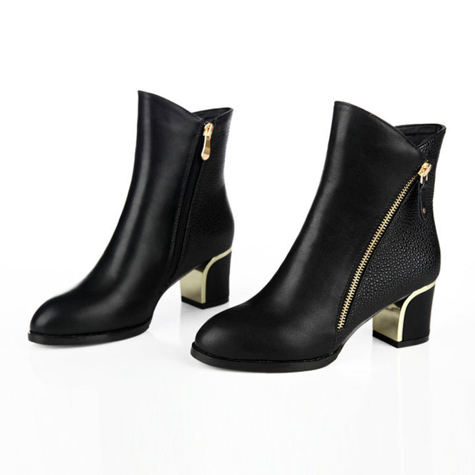 Microfiber Square Heel Boots - Secret Apparel