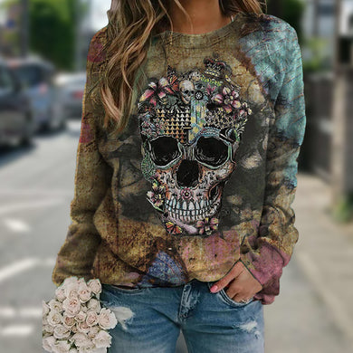 Long sleeve skull print sweatshirt - Secret Apparel