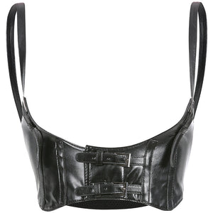 PU Leather Buckle Waist Vest - Secret Apparel