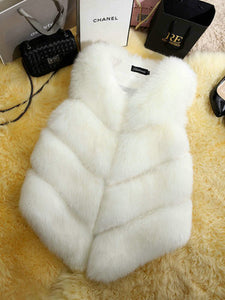 Sleeveless Faux Fur Coat - Secret Apparel