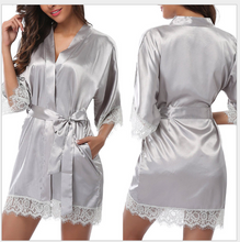 Load image into Gallery viewer, Satin Night Wear Lace Robe - Secret Apparel
