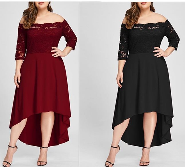 Plus Size Lace Midi Dress - Secret Apparel