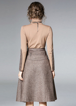 Load image into Gallery viewer, Brown Full Sleeves Skirt Dress - Secret Apparel
