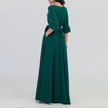 Load image into Gallery viewer, Green Maxi Dress With Round Neck - Secret Apparel
