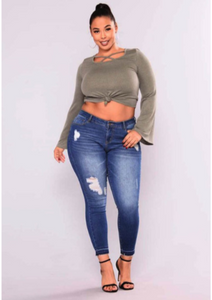 Plus Size  Distressed Jeans - Secret Apparel