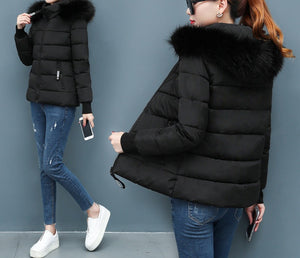 Hooded Fur Collar Padded Jacket - Secret Apparel