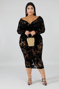 Lace Plus Size Black Dress - Secret Apparel