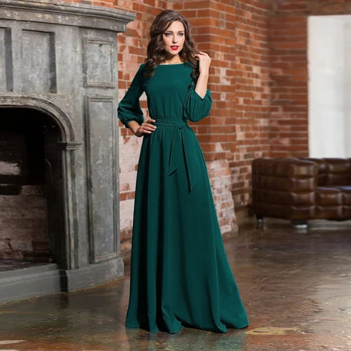 Evening Tie Waist Maxi Dress - Secret Apparel