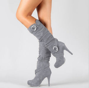 Buckled High Heels Boots - Secret Apparel