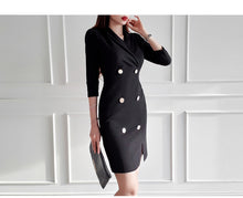 Load image into Gallery viewer, Double-Breasted Lapel Dress - Secret Apparel
