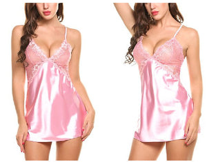 Cross Back Lace Satin Nightwear - Secret Apparel