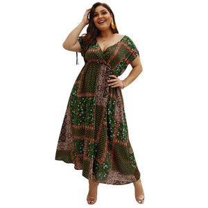 Plus size Printed Maxi Dress - Secret Apparel